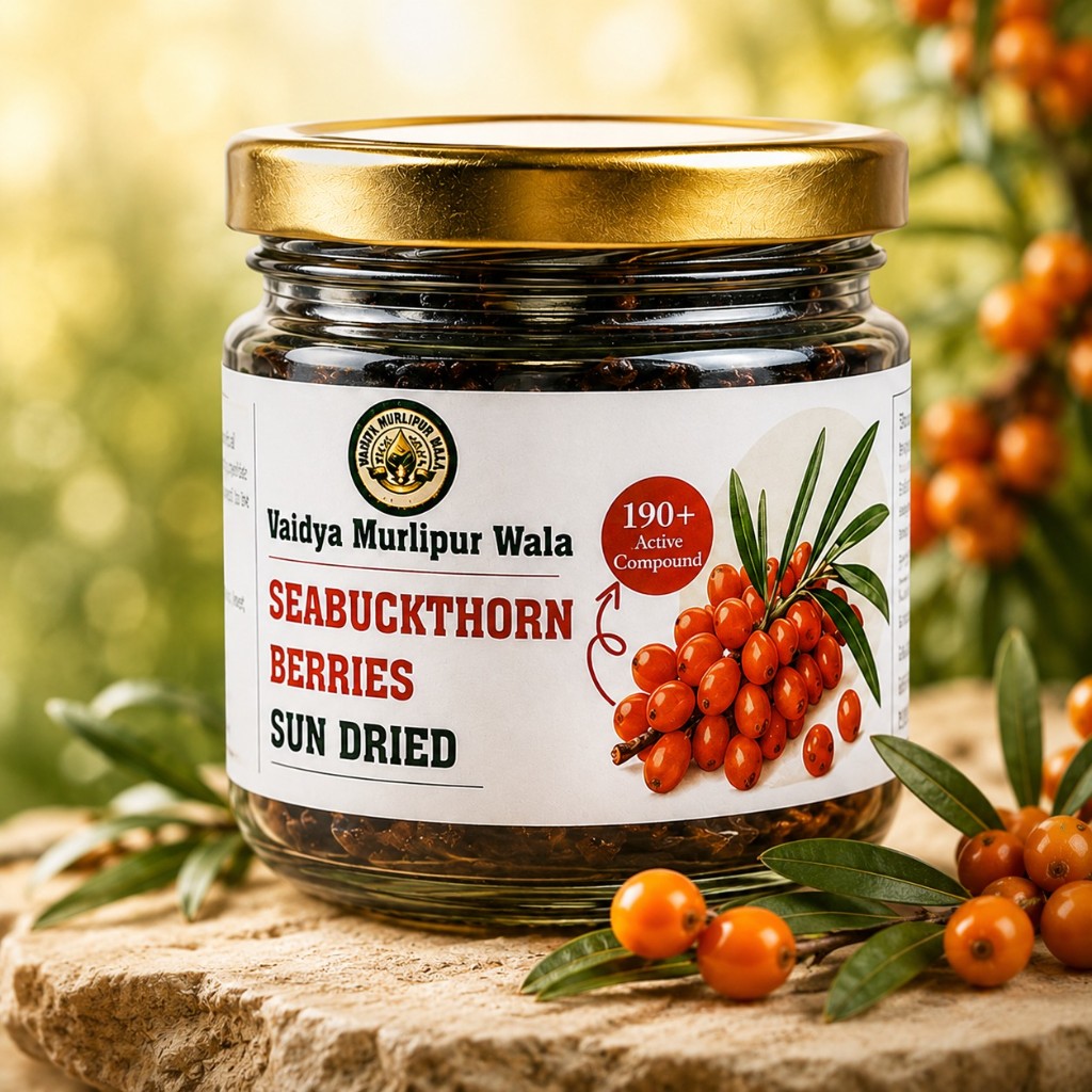Premium Sea Buckthorn Berries - 100% Organic - 80gms | Vaidya Murlipur Wala